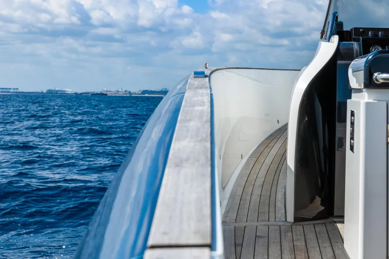 Slide: The Image of 2024 Solaris Power 44 yacht deck with ocean view and clear skies. - 21