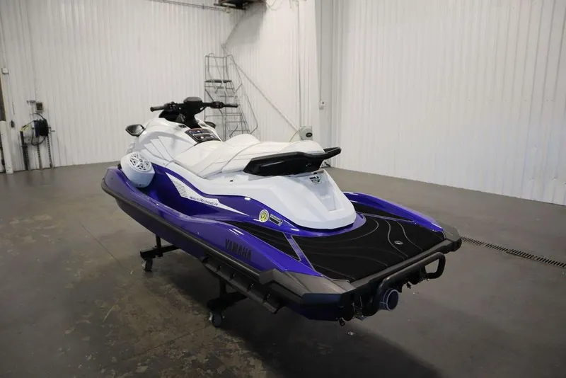 Slide: The Image of 2024 Yamaha WaveRunner GP SVHO in a showroom, showcasing sleek design and vibrant colors. - 6