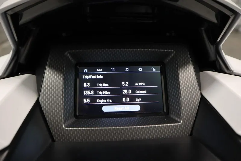 Slide: The Image of 2024 Yamaha WaveRunner GP SVHO dashboard displaying trip and fuel information. - 13