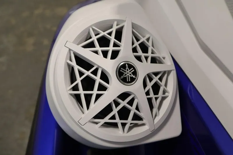 Slide: The Image of 2024 Yamaha WaveRunner GP SVHO speaker detail with star-shaped grille design. - 17