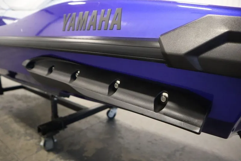 Slide: The Image of 2024 Yamaha WaveRunner GP SVHO, close-up of sleek blue body design. - 23