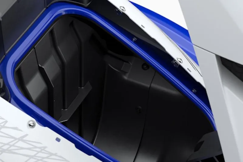 Slide: The Image of 2024 Yamaha WaveRunner GP SVHO storage compartment, featuring a sleek blue and black design. - 25