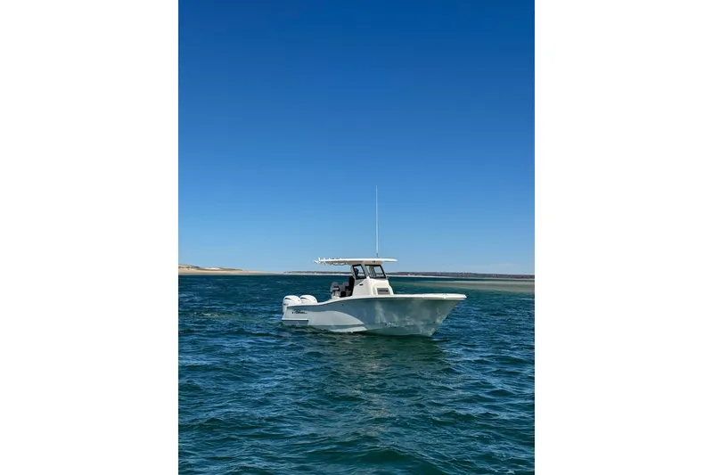 Slide: The Image of 2026 Pioneer 250 Pelagic boat on open water under clear blue sky. - 28