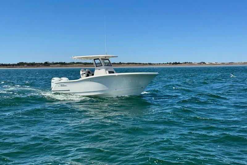 Slide: The Image of 2026 Pioneer 250 Pelagic boat cruising on open water under clear blue sky. - 31