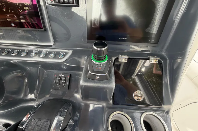 Slide: The Image of Control panel of 2020 Glasstream 360 SCX boat with Garmin display and joystick. - 4