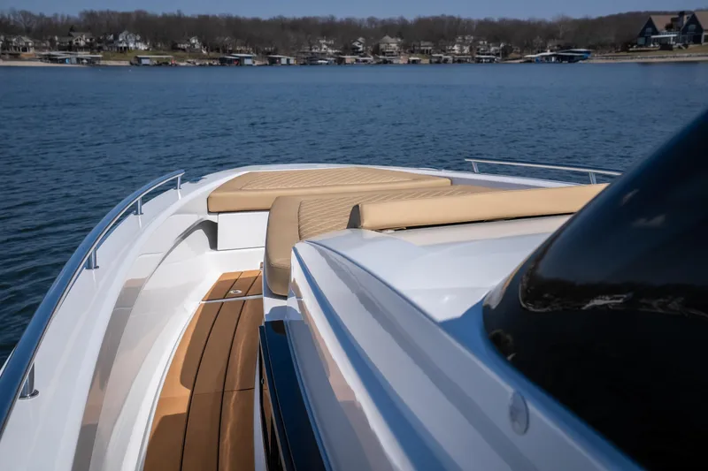 Slide: The Image of Luxurious 2024 Opus OPUS 12 yacht with sleek deck design on tranquil water. - 10