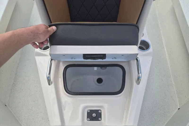 Slide: The Image of 2026 Xpress H20 boat seat with storage compartment and cup holders. - 10