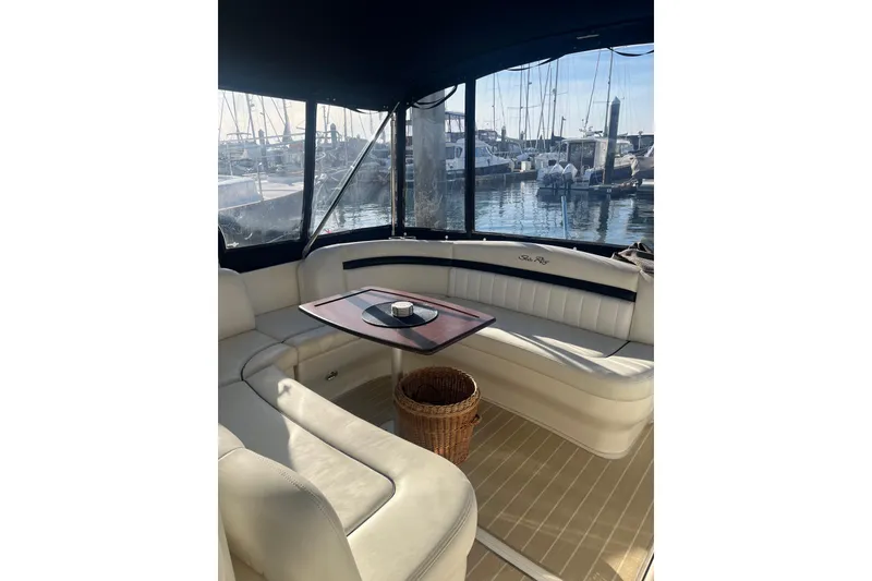 Slide: The Image of Interior of 2005 Sea Ray 390 Express Cruiser at the marina. - 6