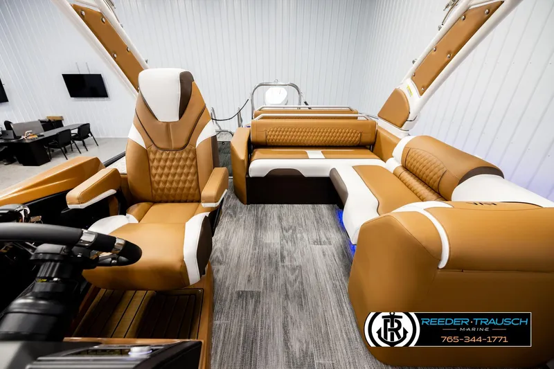 Slide: The Image of Luxurious interior of 2026 Avalon Excalibur LTD FL boat with premium seating and modern design. - 14