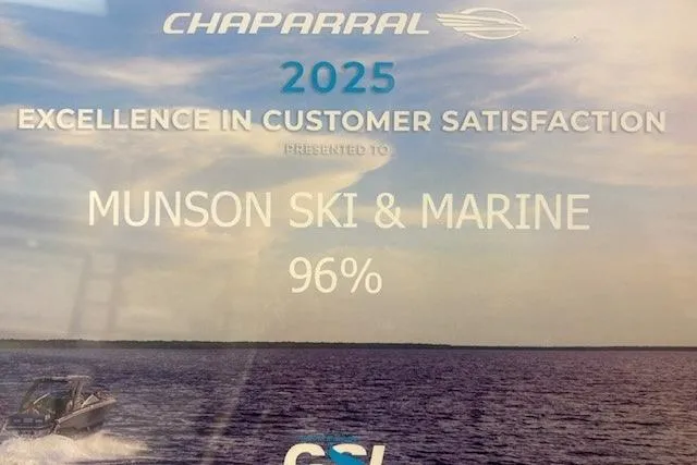 Slide: The Image of Chaparral 2025 award for customer satisfaction, Munson Ski & Marine, 96% rating. - 25