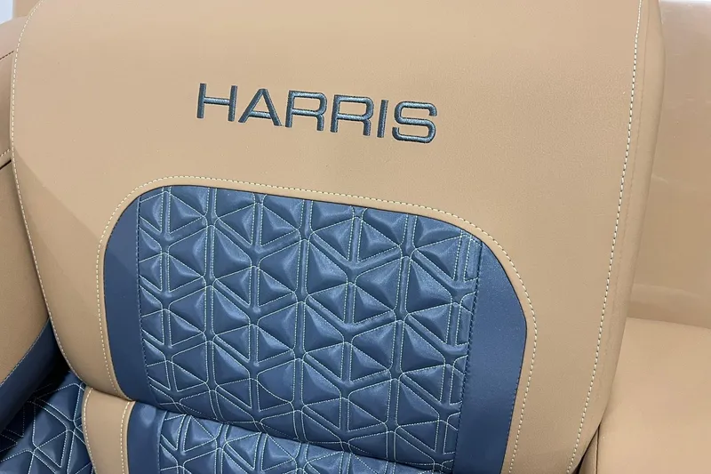 Slide: The Image of 2025 Harris Solstice 230 seat with tan and blue geometric design upholstery. - 9