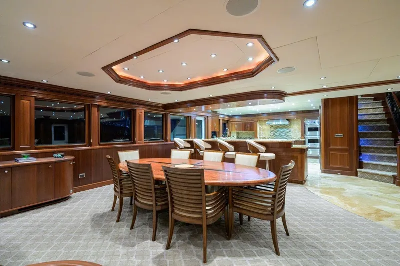 Slide: The Image of Luxurious interior of 2011 C & G Boatworks Explorer yacht with elegant dining area. - 39