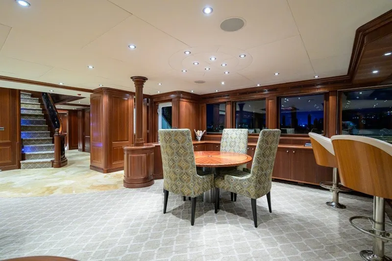 Slide: The Image of Luxurious interior of 2011 C & G Boatworks Explorer yacht with elegant dining area. - 44