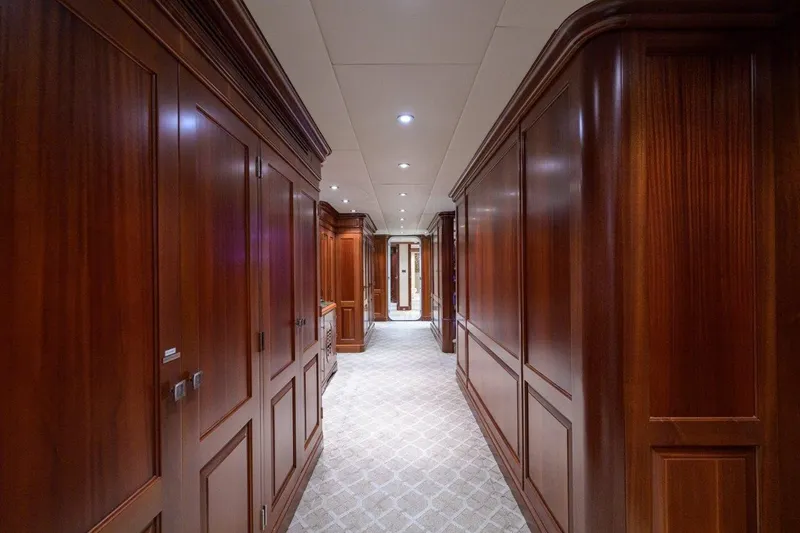 Slide: The Image of Luxurious wooden interior hallway of 2011 C & G Boatworks Explorer yacht. - 62