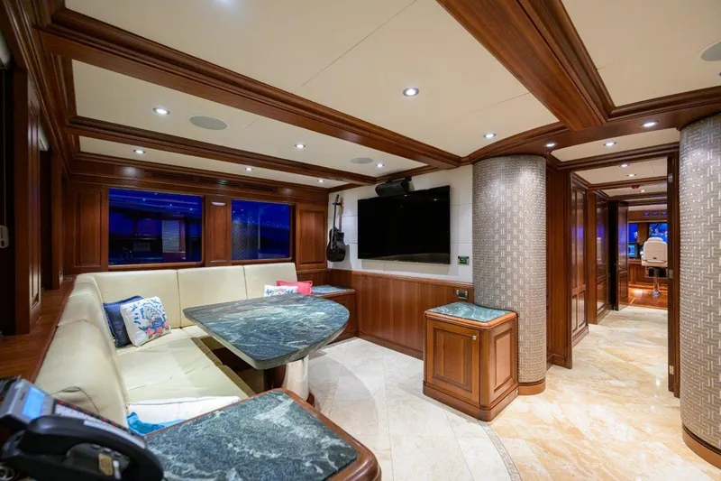 Slide: The Image of Luxurious interior of 2011 C & G Boatworks Explorer yacht with elegant wood finishes. - 74