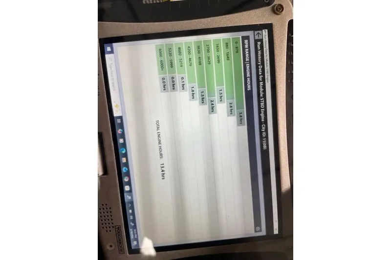 Slide: The Image of Display screen showing engine hours for Sun Tracker Party Barge 20 DLX, 2023 model. - 9