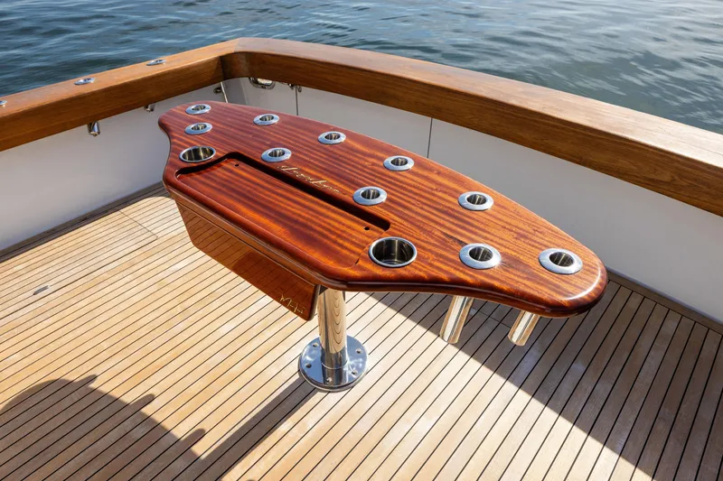 Slide: The Image of Luxurious teak deck and fishing station on 1996 Jim Smith 60 Sportfish yacht. - 20