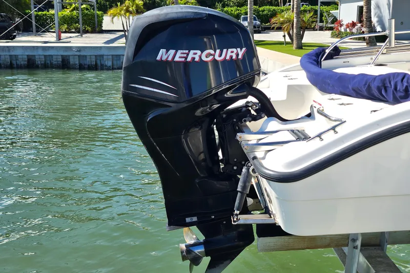 Slide: The Image of 2006 Boston Whaler 180 Dauntless with Mercury outboard motor on water. - 4