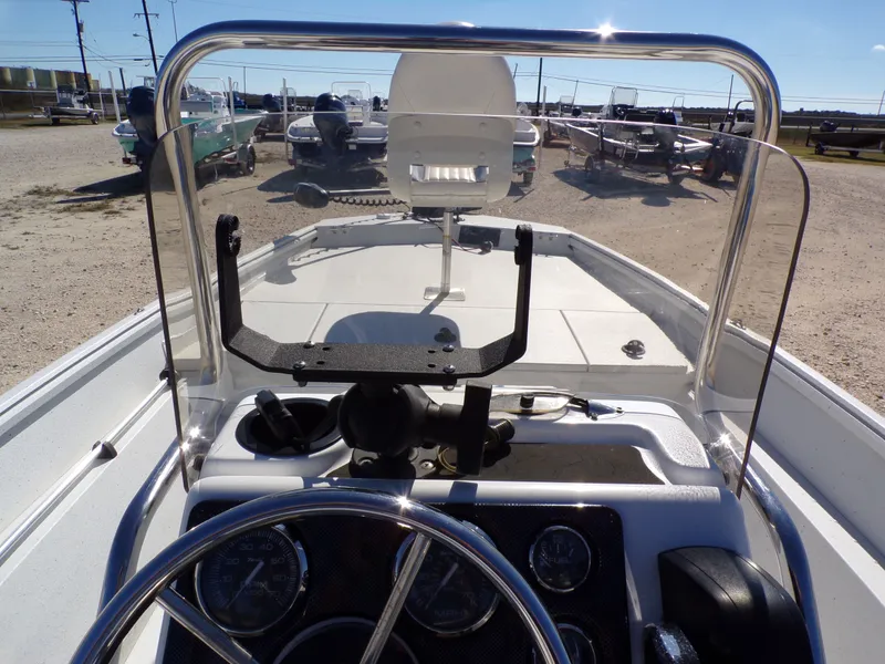 Slide: The Image of Interior view of a 2018 G3 Bay 18 boat with steering console. - 24