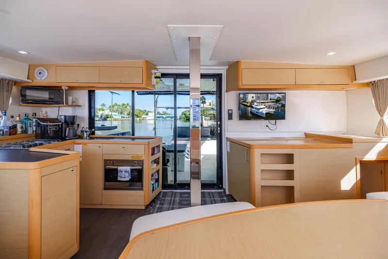Slide: The Image of Interior of a 2018 Lagoon 42 yacht with modern kitchen. - 36