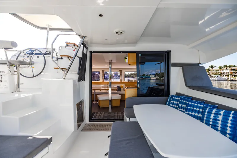 Slide: The Image of Interior of a 2018 Lagoon 42 yacht with modern design. - 39