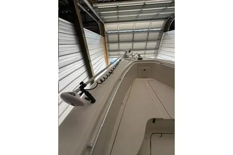 Slide: The Image of 2007 Hydra-Sports Vector 3300 CC boat interior in storage, showcasing sleek design and spacious layout. - 21