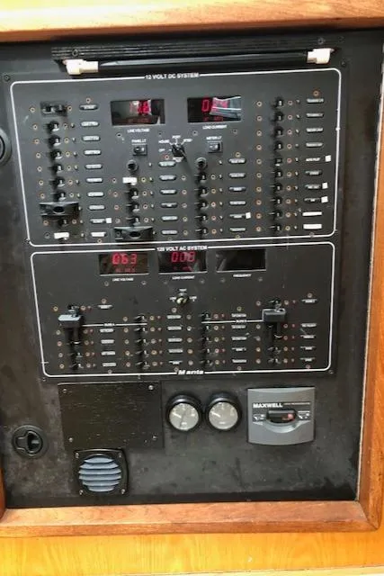 Slide: The Image of Electrical control panel of a 2005 Manta 42 MK II catamaran. - 12
