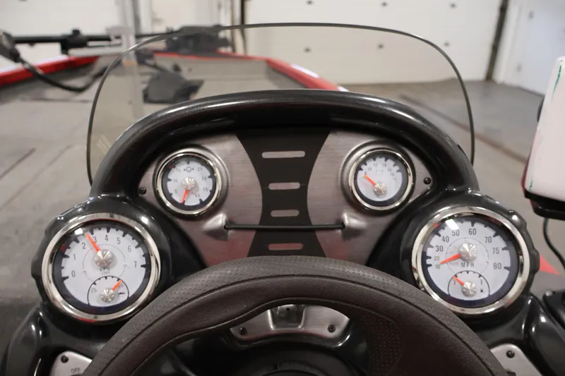 Slide: The Image of 2018 Tracker Pro Team 175 TXW dashboard with gauges and steering wheel. - 19