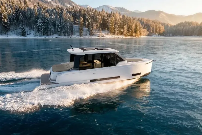 The Image of De Antonio Yachts D36 CABIN 2026 on a winter lake. - 1
