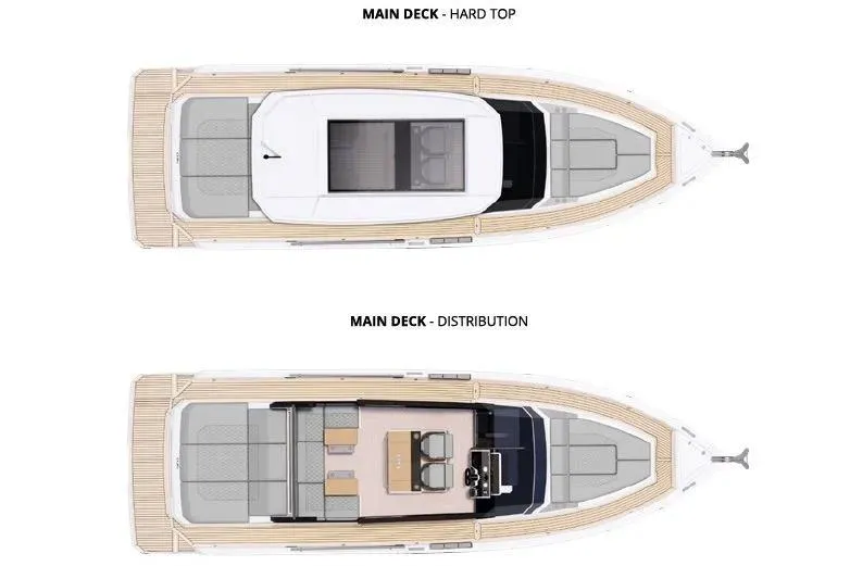 Slide: The Image of De Antonio Yachts D36 CABIN 2026 deck plans: hard top and distribution. - 13