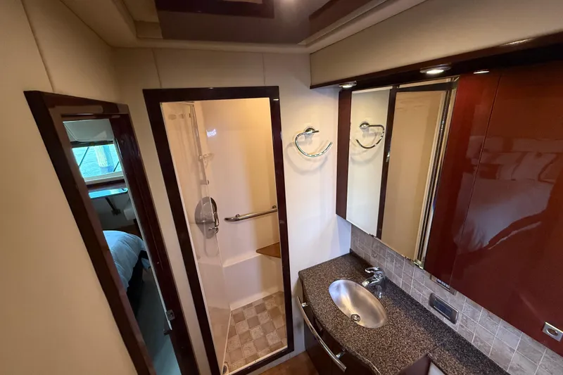 Slide: The Image of Luxurious bathroom interior of 2008 Sea Ray 550 Sundancer yacht with modern fixtures. - 17