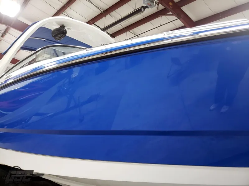 Slide: The Image of 2017 Monterey 298SS Super Sport boat in blue. - 23