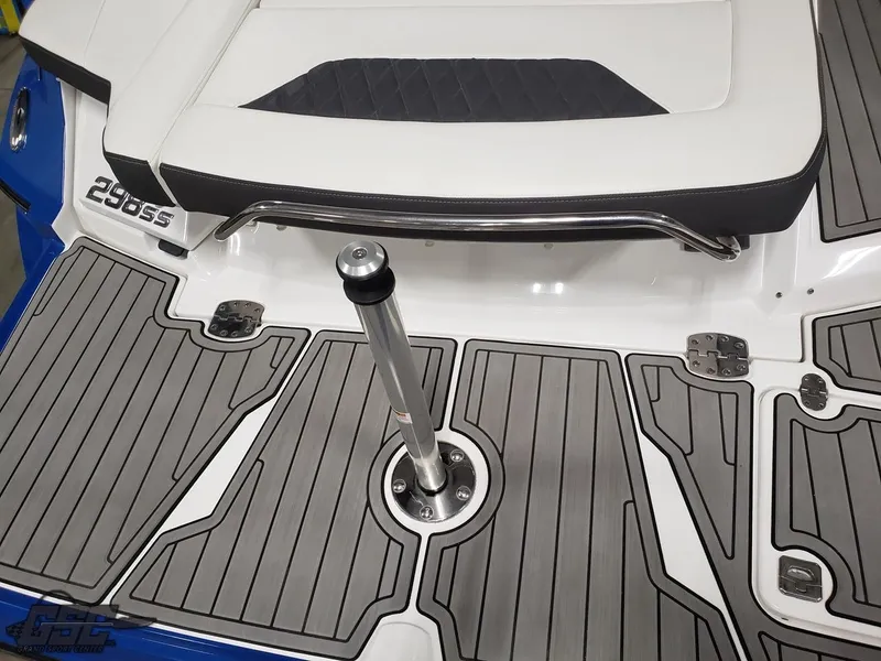 Slide: The Image of Monterey 298SS Super Sport 2017 boat rear with gray deck. - 37