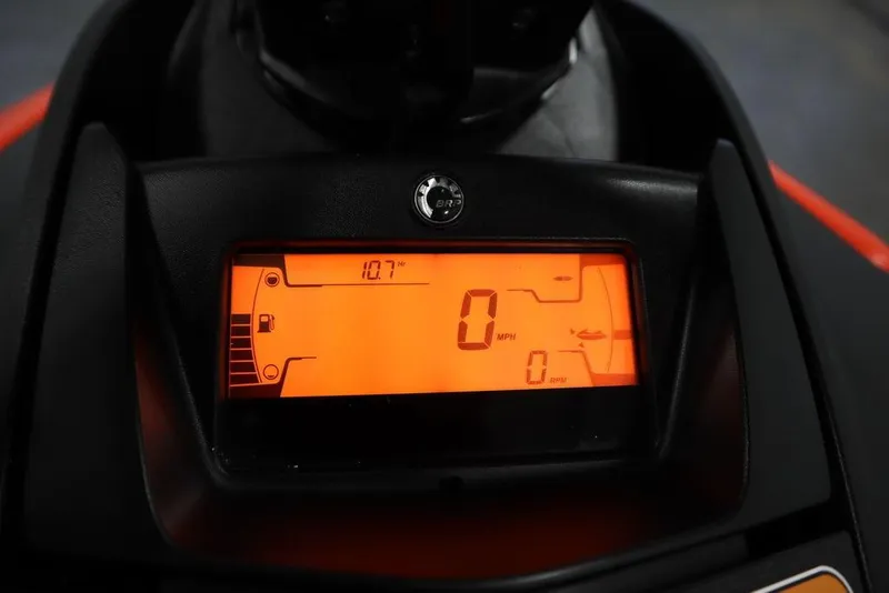 Slide: The Image of 2025 Sea-Doo Spark Trixx dashboard displaying speed and fuel indicators. - 13