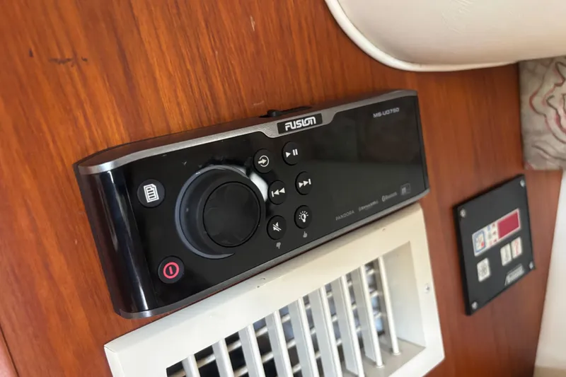 Slide: The Image of Fusion stereo system on 1998 Tiara Yachts 2900 Coronet, mounted on wooden panel. - 20