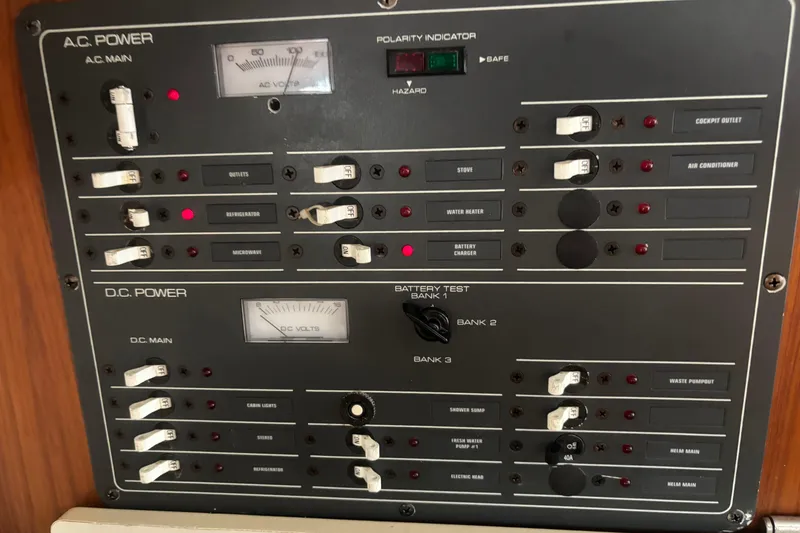 Slide: The Image of Electrical control panel on a 1998 Tiara Yachts 2900 Coronet boat. - 21