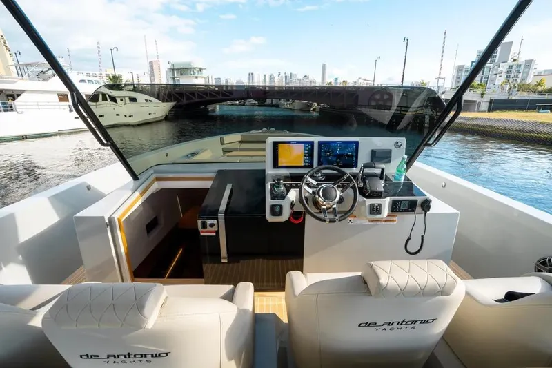Slide: The Image of De Antonio Yachts D50 OPEN 2026 cockpit with modern controls. - 6