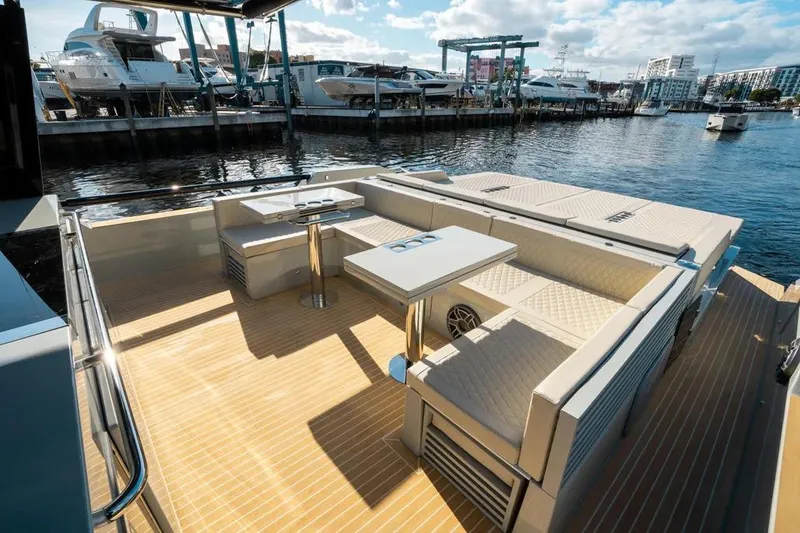 Slide: The Image of Luxurious deck of De Antonio Yachts D50 OPEN 2026 at the harbor. - 15