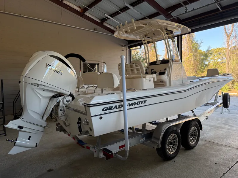 Slide: The Image of 2026 Grady-White 251 Coastal Explorer boat in garage. - 9