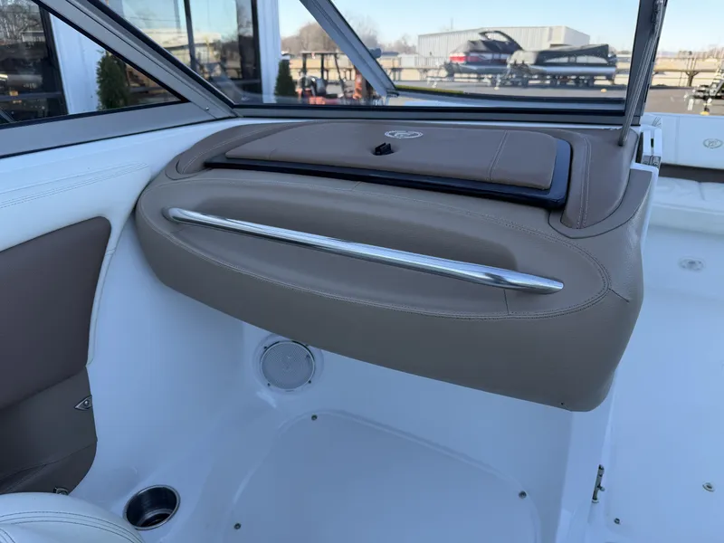 Slide: The Image of Interior of a 2008 Cobalt 202 boat with brown upholstery. - 18