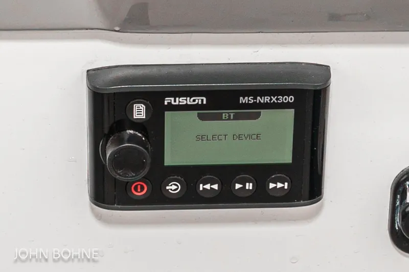 Slide: The Image of Fusion MS-NRX300 audio control panel on 2018 Beneteau Swift Trawler 44. - 26
