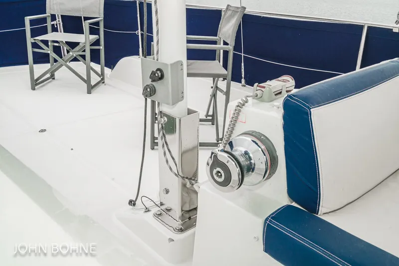 Slide: The Image of 2018 Beneteau Swift Trawler 44 deck with seating and equipment. - 31