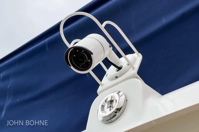 Slide: The Image of Security camera on 2018 Beneteau Swift Trawler 44, mounted on a white surface. - 44