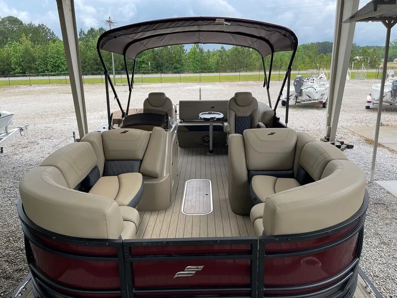 Slide: The Image of 2024 Starcraft SLS 3 Q DH pontoon boat with luxurious interior. - 17