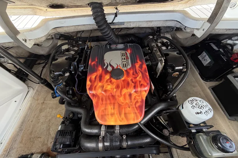 Slide: The Image of 2004 Formula 260 Bowrider engine with custom flame-painted cover. - 37
