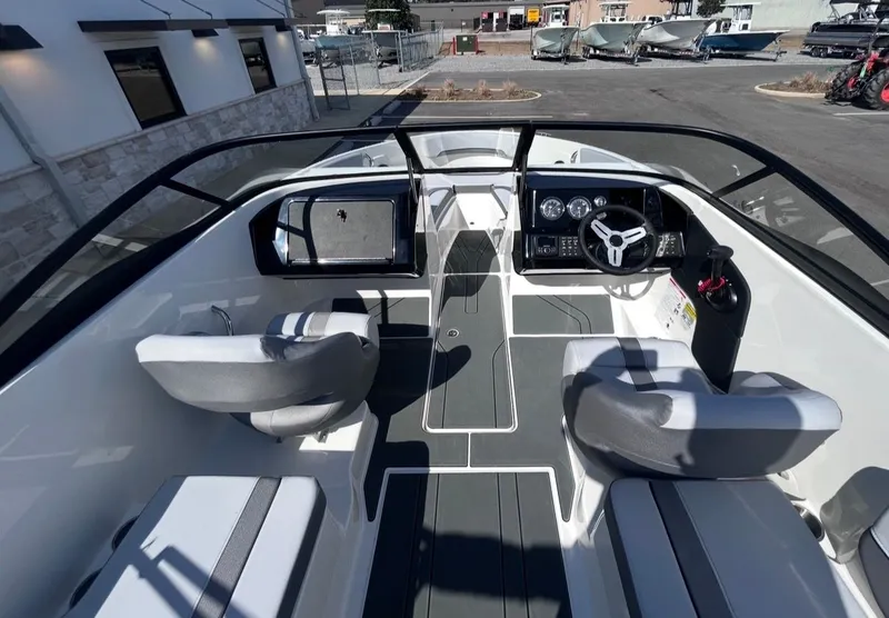 Slide: The Image of Interior of 2026 Bayliner V20 with modern cockpit design. - 13