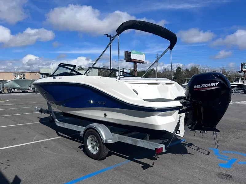 Slide: The Image of 2026 Bayliner V20 boat with Mercury engine on trailer. - 6
