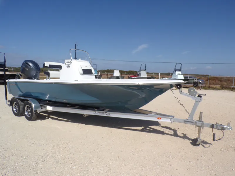 Slide: The Image of 2026 Tidewater 2110BMT boat on trailer outdoors. - 6