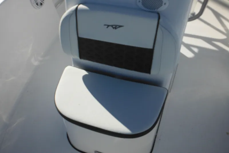 Slide: The Image of 2026 Tidewater 180 CC Adventure boat seat with logo, featuring sleek design and comfortable padding. - 19