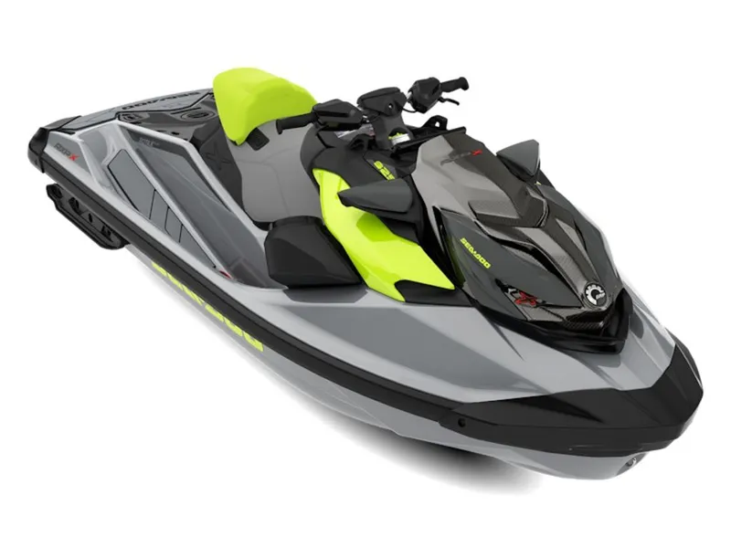 The Image of 2026 Sea-Doo RXP-X 325 jet ski in gray and neon colors. - 0